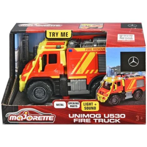 Masina de pompieri Majorette Mercedes Unimog U530 Fire Truck 13 cm cu lumini si sunete - poza 3