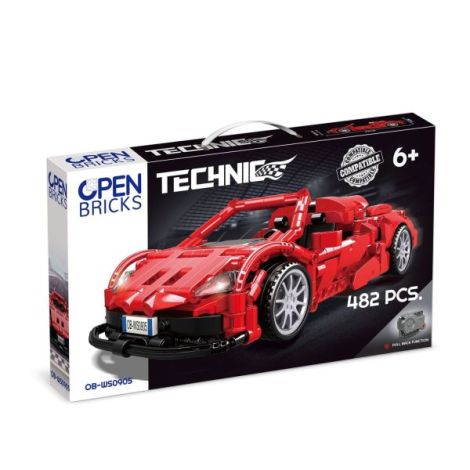 Masina sport rosie tip lego tehnic de constructie (482 piese) - poza 1