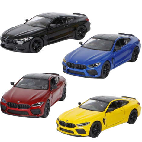Masinuta BMW M8 sport, die-cast, scara 1 la 38, pull-back, usi mobile, lungime 12.5 cm - poza 1