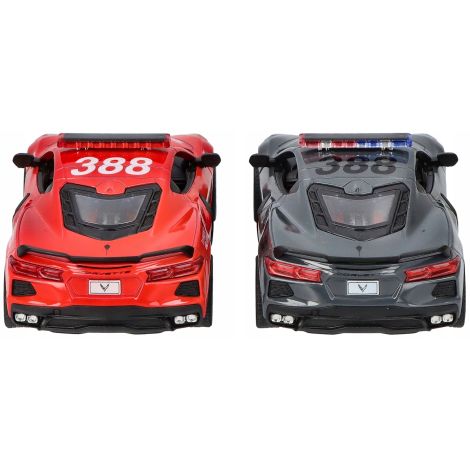 Masinuta Corvette (2021), asortat Politie sau Pompieri, pull-back, scara 1:36, 13 cm - poza 2