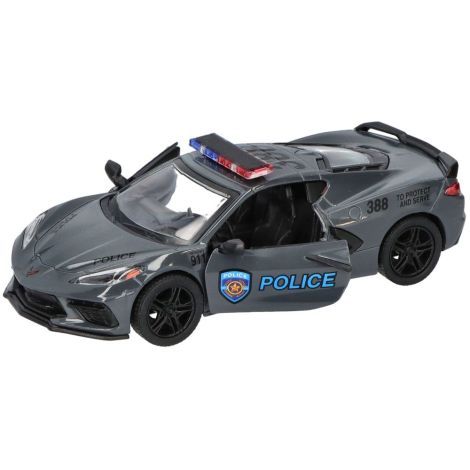 Masinuta Corvette (2021), asortat Politie sau Pompieri, pull-back, scara 1:36, 13 cm - poza 3