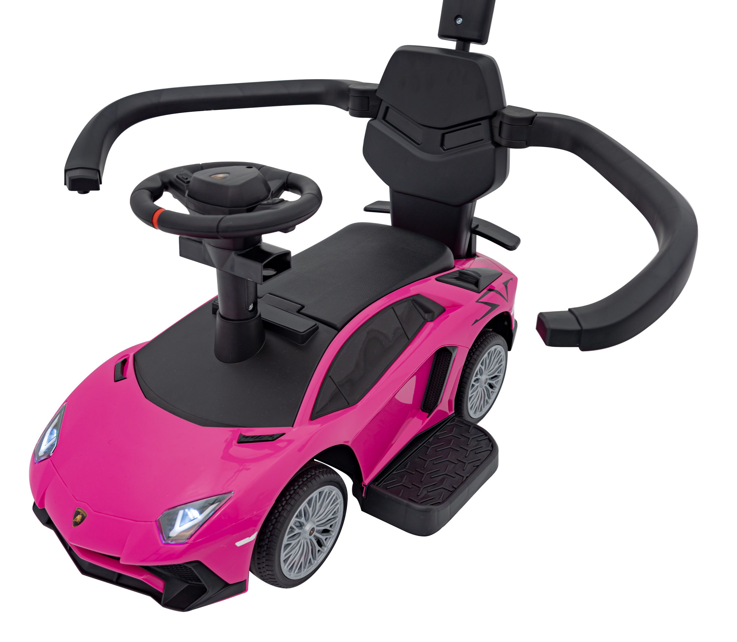 Masinuta de impins cu maner parental Lamborghini Aventador (8810) Roz - Autokids.ro - poza 5