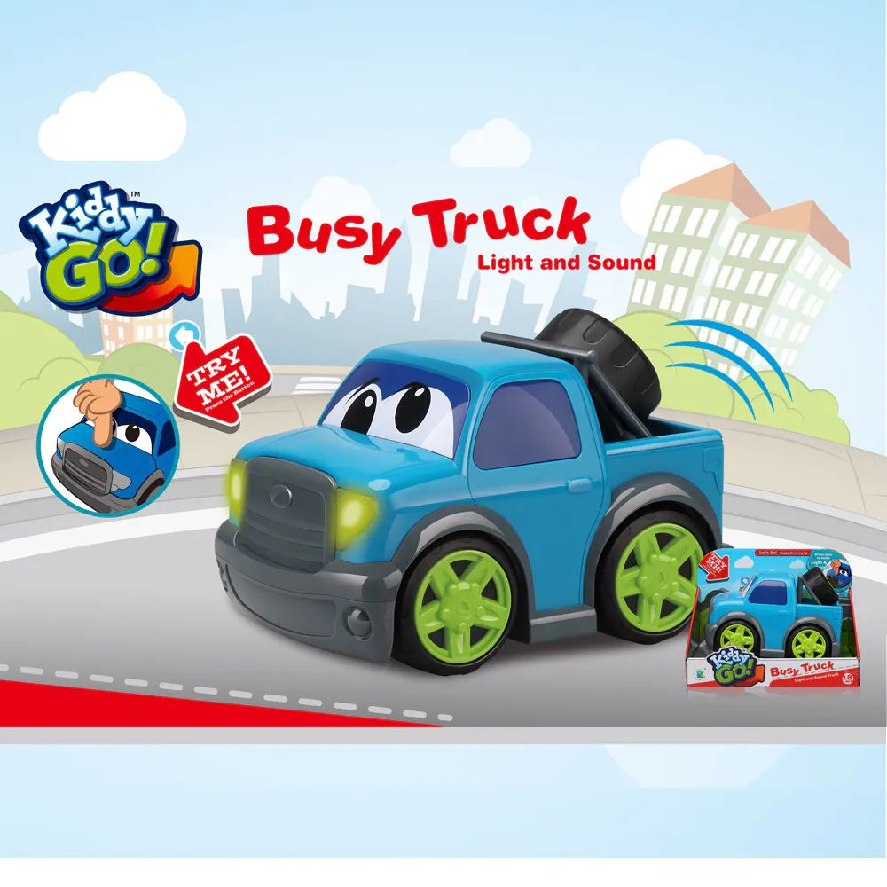 Masinuta de tractare cu sunete si lumini Kiddy Go 19 cm Albastru - poza 2