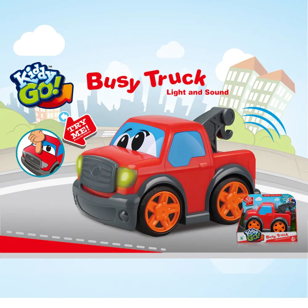 Masinuta de tractare cu sunete si lumini Kiddy Go 19 cm Rosu - poza 2