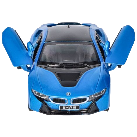 Masinuta die cast BMW i8, scara 1 la 36, 12.5 cm, albastra - poza 1