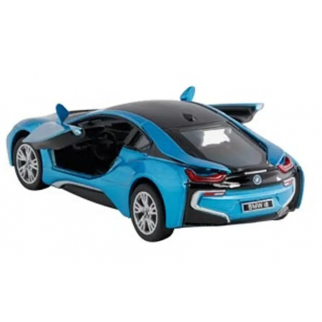 Masinuta die cast BMW i8, scara 1 la 36, 12.5 cm, albastra - poza 2