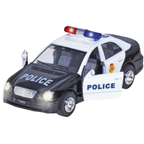 Masinuta Die Cast Cu Sunete Si Lumini, 15 Cm, Politie, Neagra