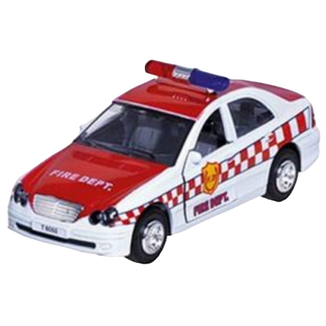 Masinuta die cast cu sunete si lumini, 15 cm, pompieri, alba