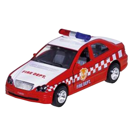 Masinuta die cast cu sunete si lumini, 15 cm, pompieri, rosie