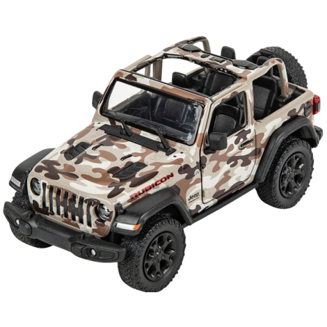 Masinuta die-cast Jeep Wrangler 2018, scara 1:34, cu functie pull-back, 12.5 cm lungime, fara capota, bej - poza 1