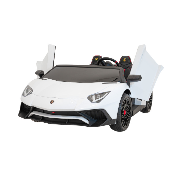 Masinuta electrica pentru 2 copii Lamborghini Aventador SV, 24V 400W (8803) Alb - Autokids.ro