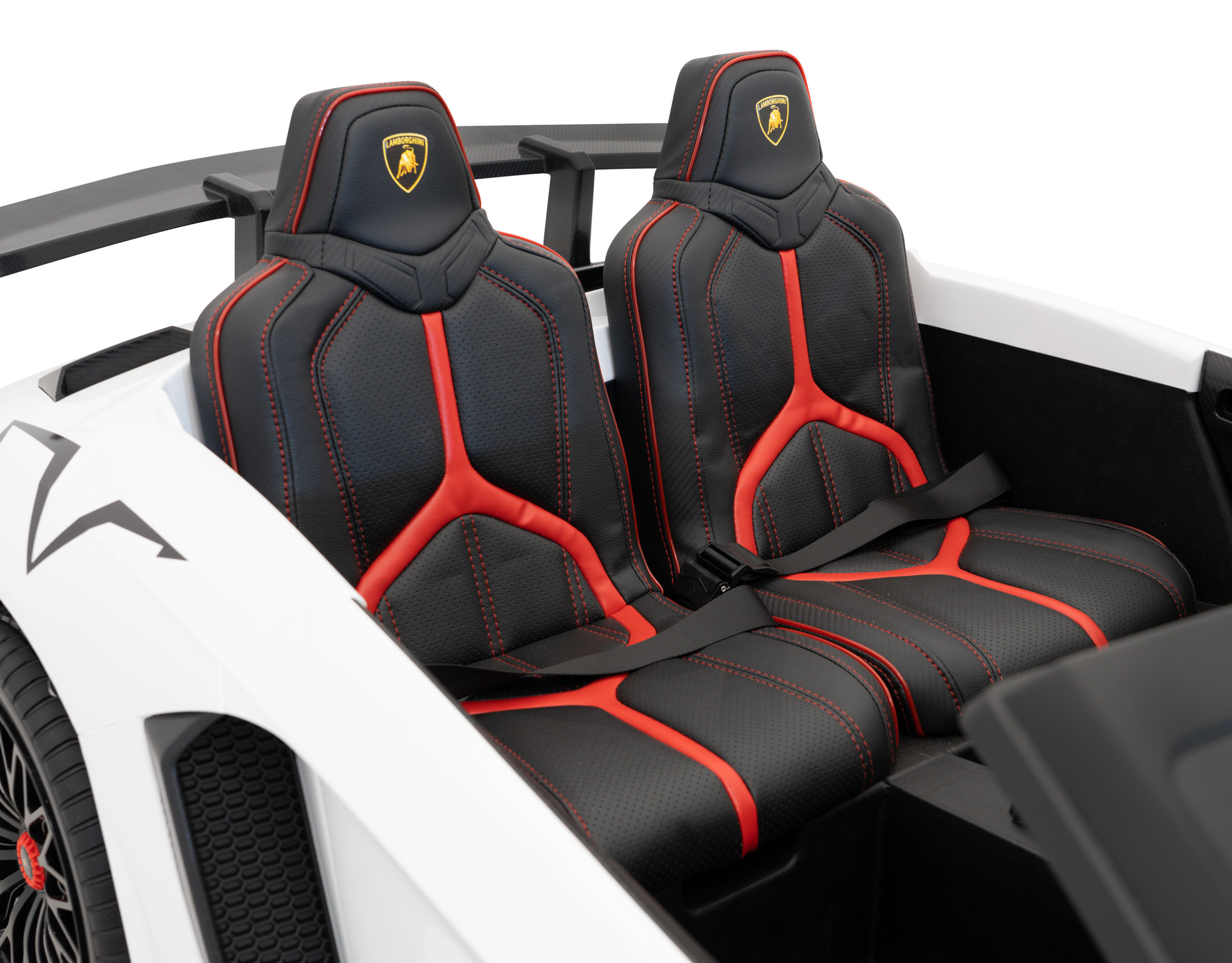 Masinuta electrica pentru 2 copii Lamborghini Aventador SV, 24V 400W (8803) Alb - Autokids.ro - poza 4