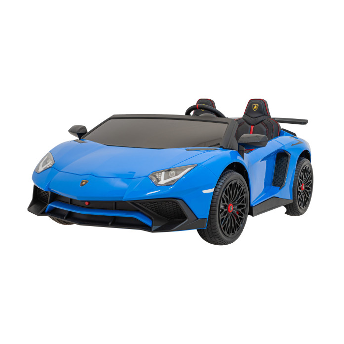 Masinuta electrica pentru 2 copii Lamborghini Aventador SV, 24V 400W (8803) Albastru - Autokids.ro