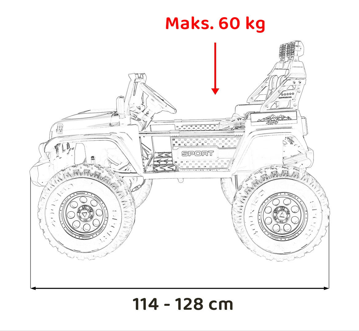 Masinuta electrica pentru copii cu 2 locuri Jeep Extreme Sport 24V 400W 4x4 (2539) Rosu - Autokids.ro - poza 5