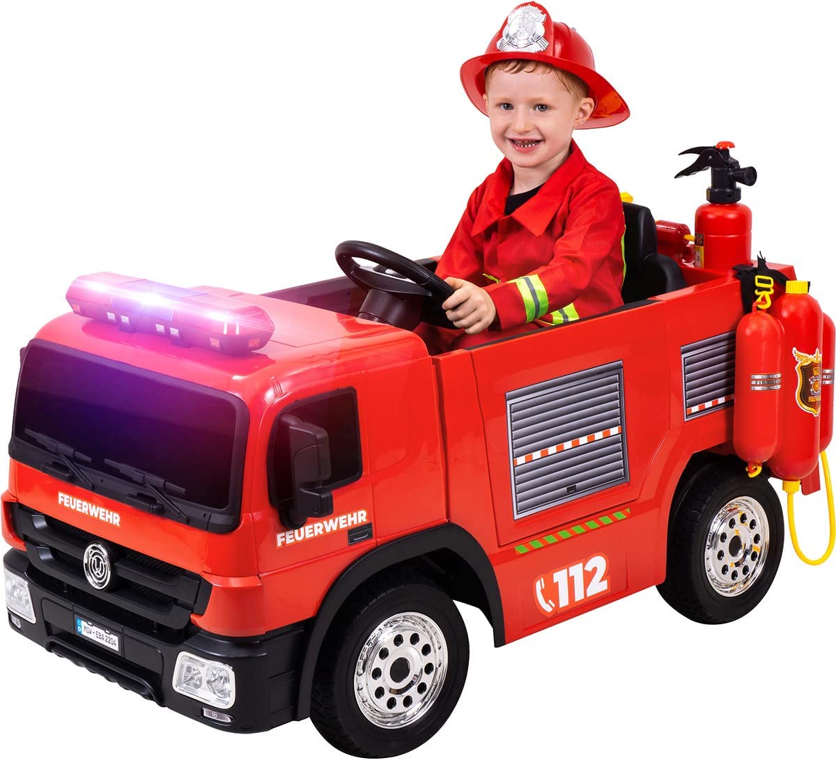 Masinuta electrica pentru copii de POMPIERI (1818) Rosu - Autokids.ro - poza 2