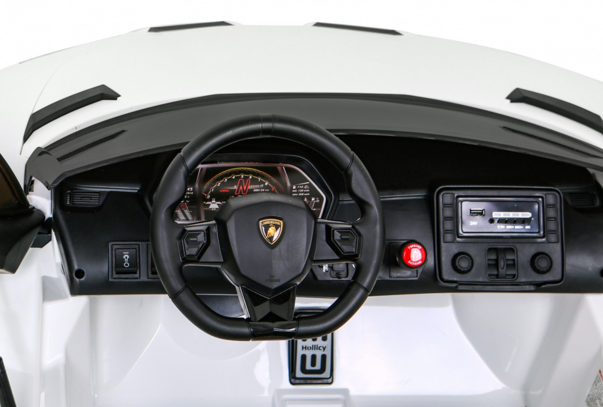 Masinuta electrica pentru copii Lamborghini Aventador SVJ Roadster 24V 500W Drift cu 2 locuri viteza maxima 13km/h (2028-drift) Alb - Autokids.ro - poza 3