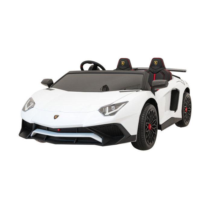 Masinuta electrica pentru copii mari Lamborghini Aventador SV, 2 locuri cu sarcina pana la 100kg si viteza max 15km/h (8803) Alb - Autokids.ro - poza 1