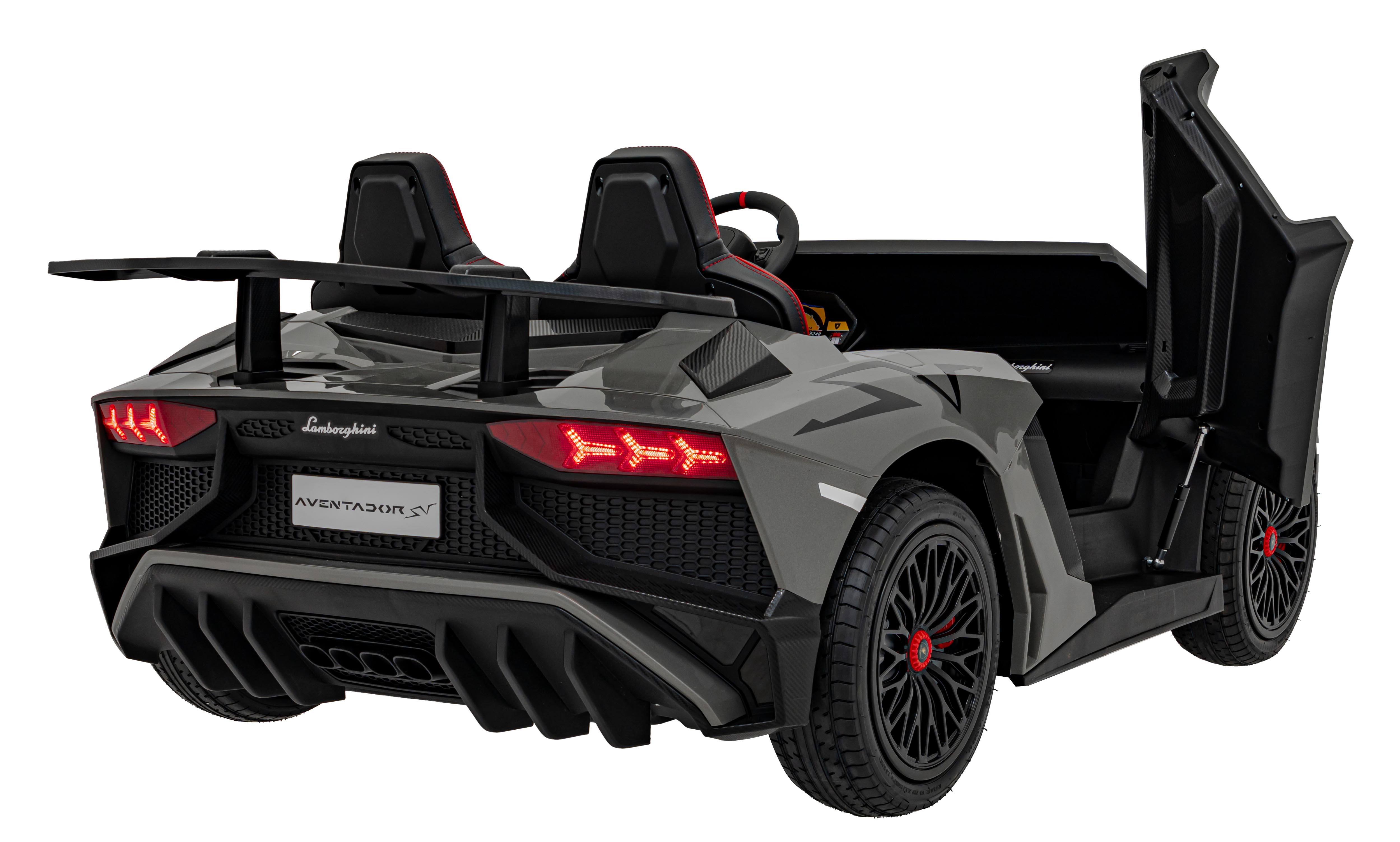 Masinuta electrica pentru copii mari Lamborghini Aventador SV, 2 locuri cu sarcina pana la 100kg si viteza max 15km/h (8803) Negru - Autokids.ro - poza 2
