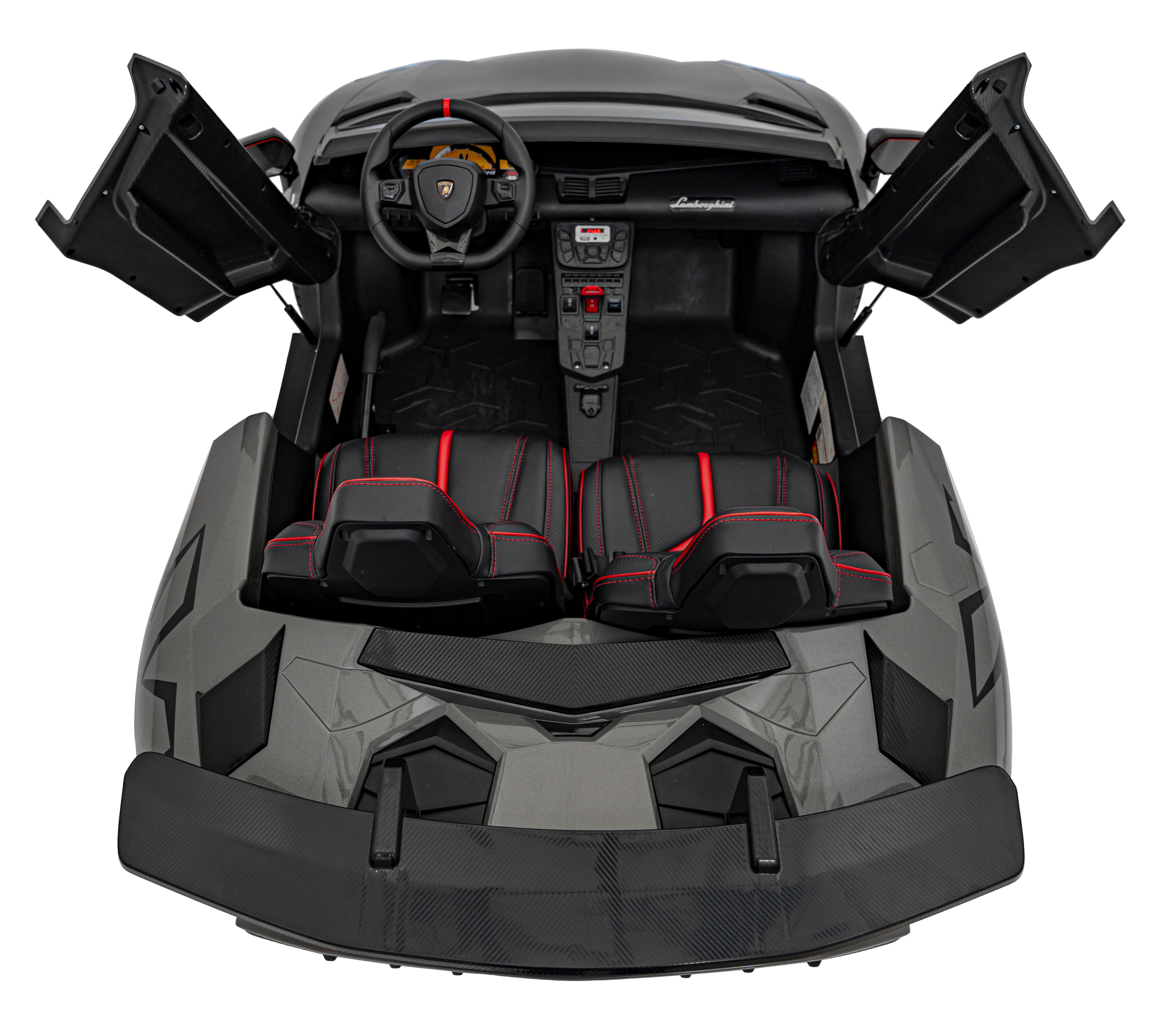 Masinuta electrica pentru copii mari Lamborghini Aventador SV, 2 locuri cu sarcina pana la 100kg si viteza max 15km/h (8803) Negru - Autokids.ro - poza 5