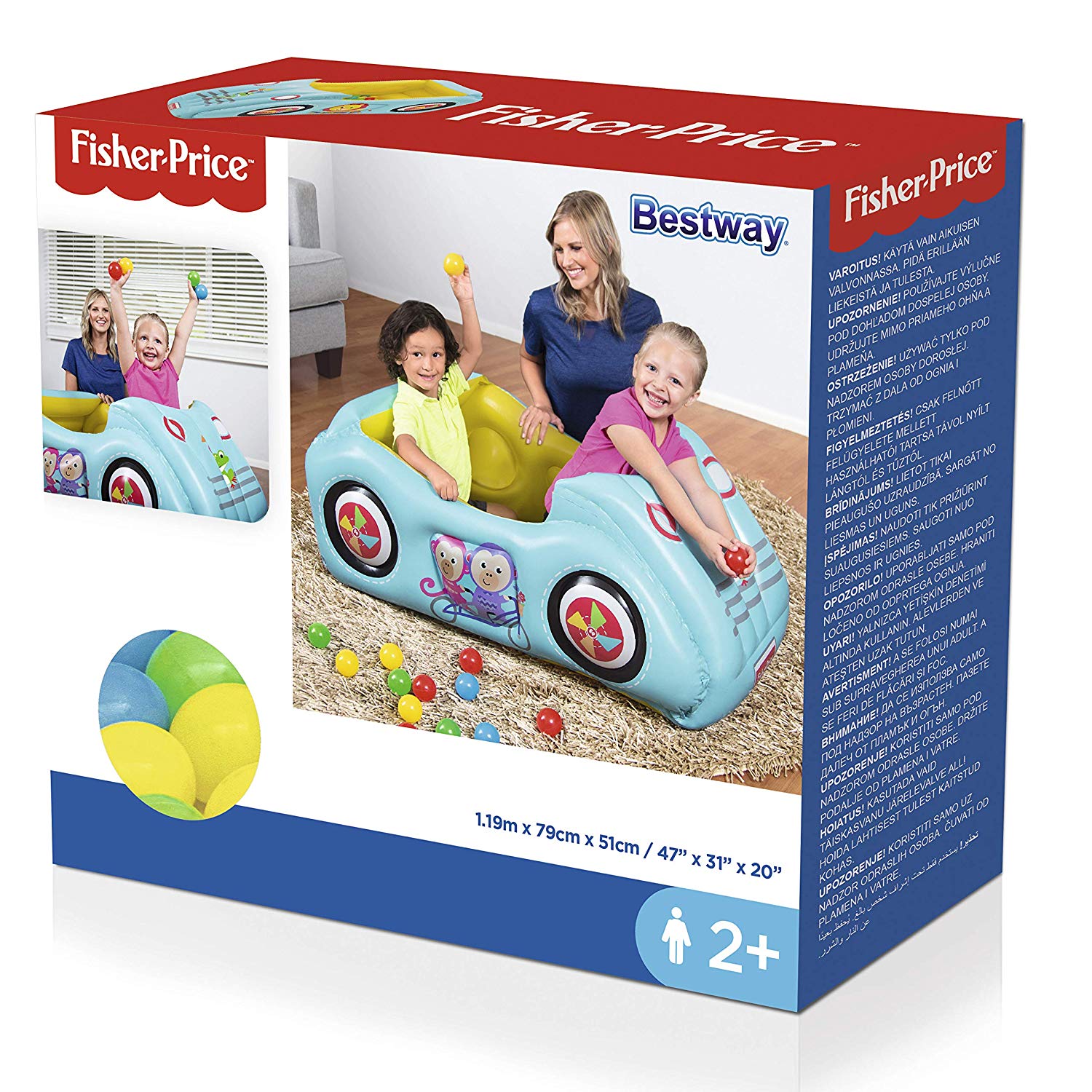 Masinuta gonflabila cu bile Bestway Fisher Price - poza 2