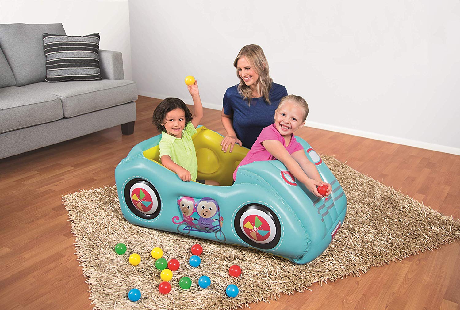 Masinuta gonflabila cu bile Bestway Fisher Price - poza 3