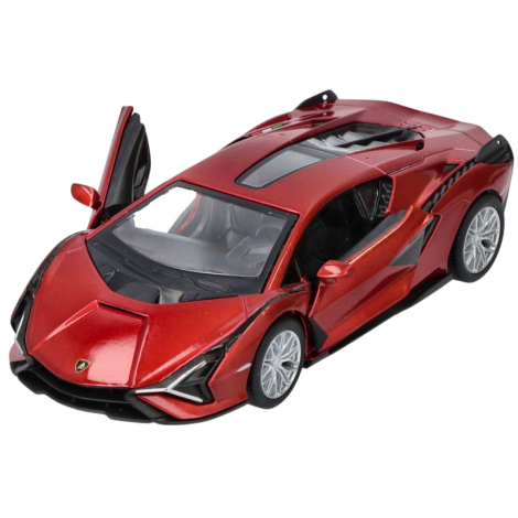 Masinuta Lamborghini Sián, die-cast, scara 1 la 40, lungime 12.5 cm, rosu - poza 1