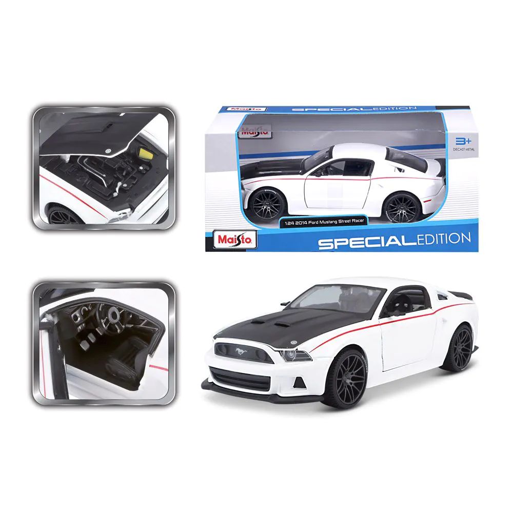 Masinuta Maisto Special Edition 2014 Ford Mustang Street Racer 1:24 Alb - poza 2