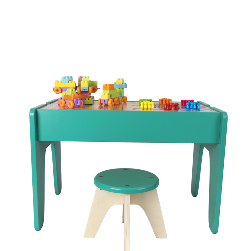 Masuta Montessori 3-in-1 din lemn cu scaun 58x37x39 cm copii 3 ani+