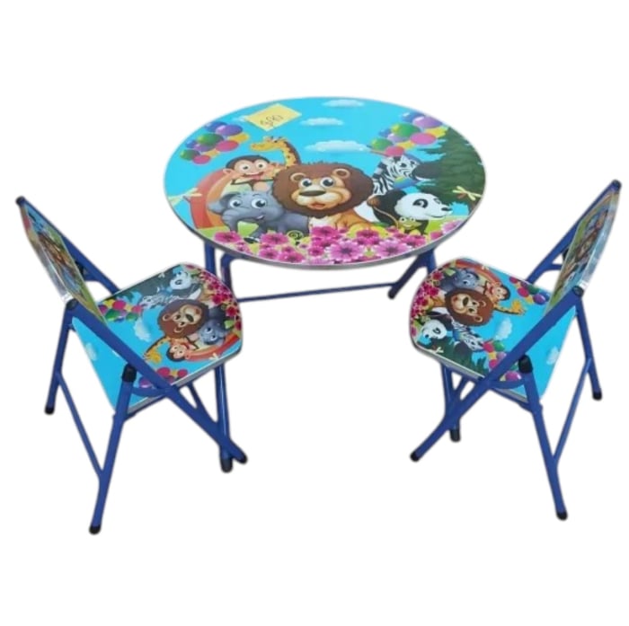 Masuta Pliabila pentru Copii cu 2 Scaune - 60x60 cm, Animale din Jungla E1