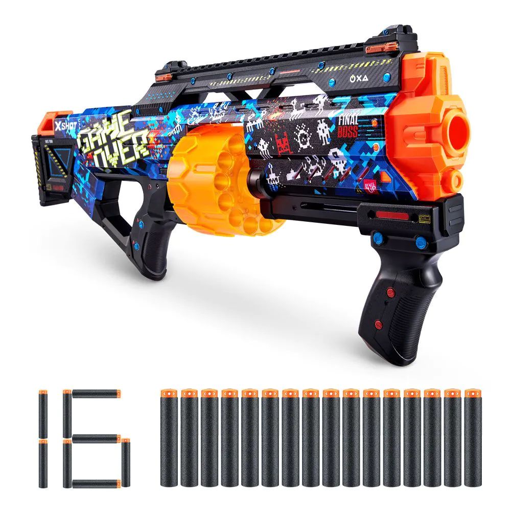 Mega Blaster X-Shot Skins Last Stand cu 16 proiectile moi - poza 1