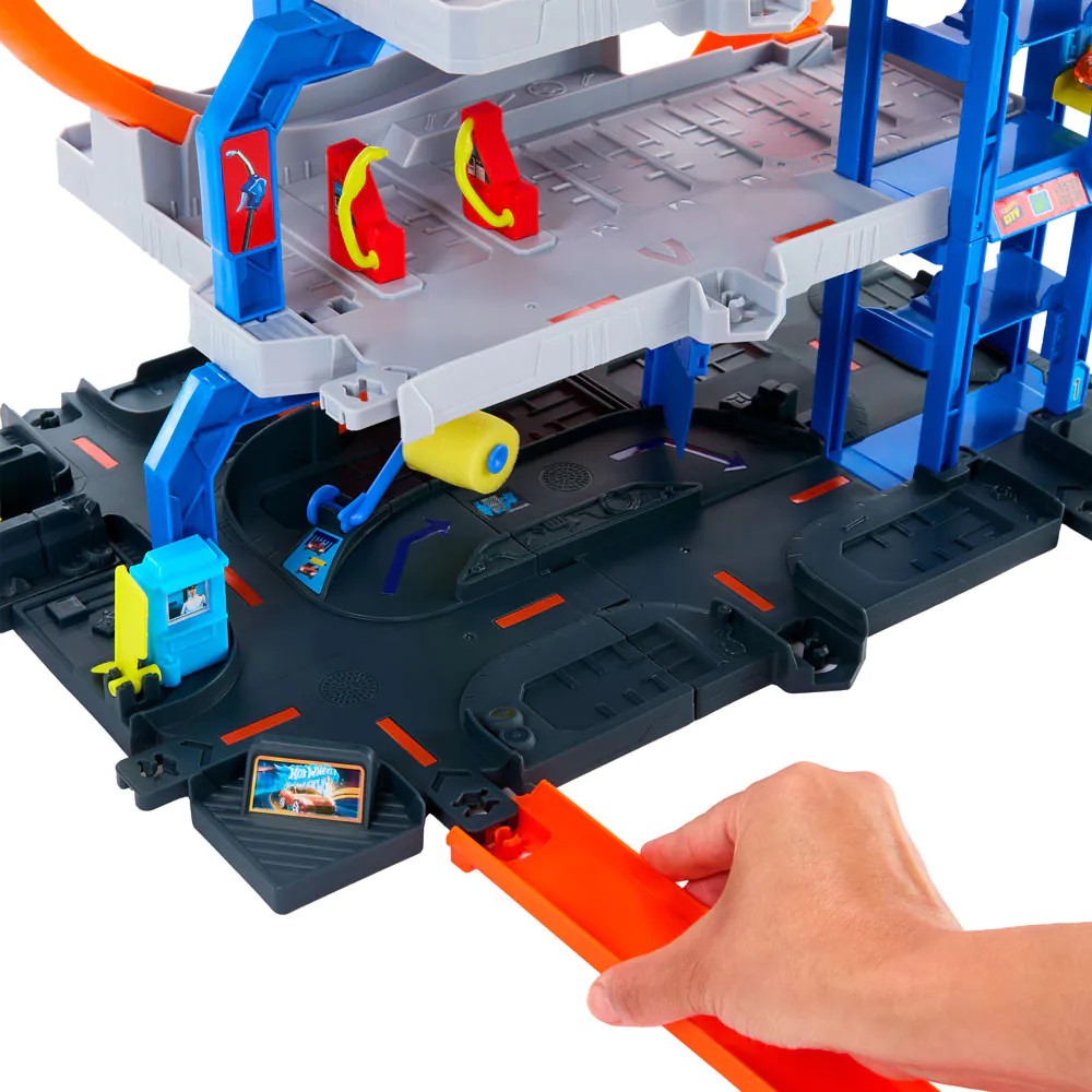 Mega garaj Hot Wheels Mega Loop 65 cm cu masinuta si elicopter - poza 3