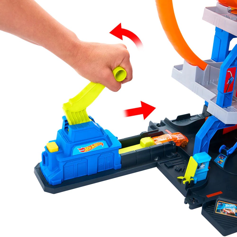 Mega garaj Hot Wheels Mega Loop 65 cm cu masinuta si elicopter - poza 5
