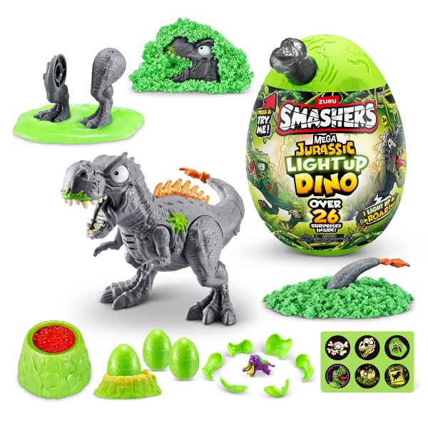 Mega Ou surpriza Smashers cu peste 26 accesorii, Dino Jurassic Light-Up - poza 2