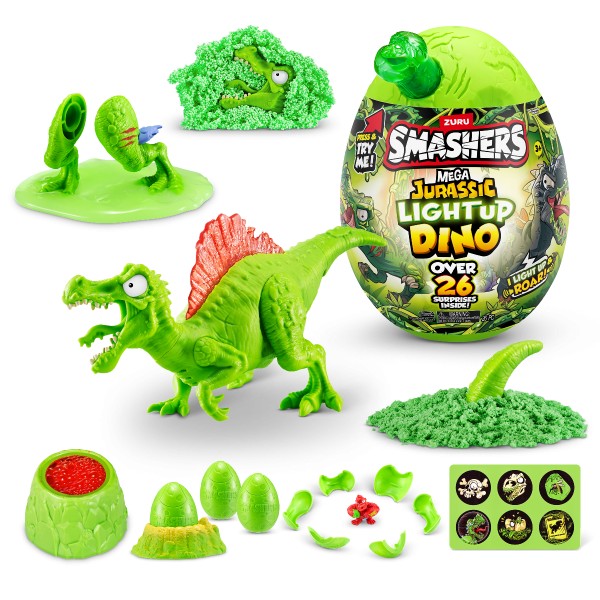Mega Ou surpriza Smashers cu peste 26 accesorii, Dino Jurassic Light-Up - poza 5