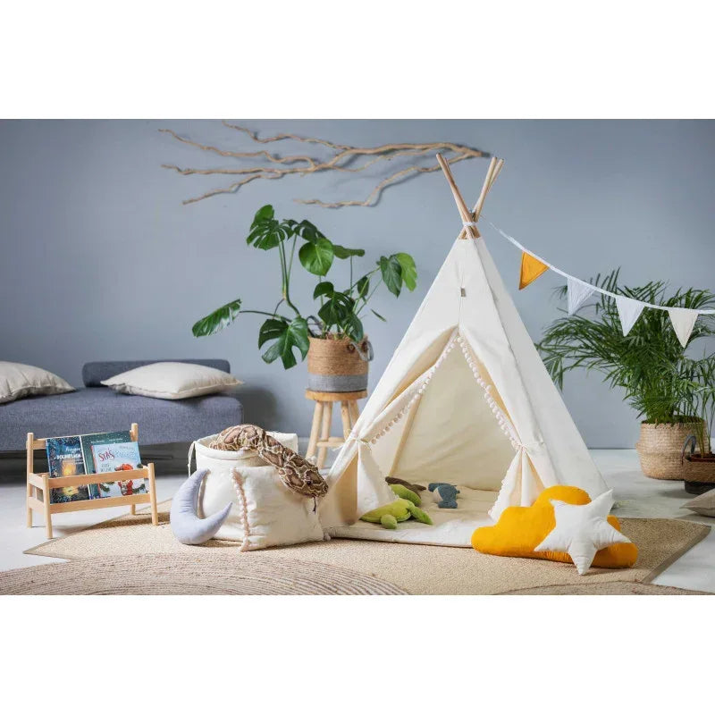 MEGA Set Cort teepee pentru copii, 110 cm x 110 cm - Cream Cloud - Default Title