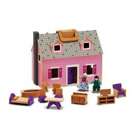 Melissa & Doug - Casuta de papusi din lemn pliabila