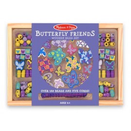 Melissa & Doug - Set margele din lemn Fluturasi Prietenosi