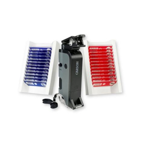 Microscop portabil cu LED si UV, cu adaptor de smartphone, include 24 de lamele pregatite, marire 100-250x, MicroFlip - poza 1