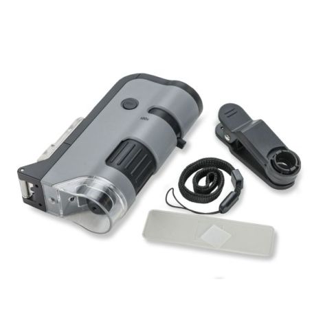 Microscop portabil cu LED si UV, cu adaptor de smartphone, include 24 de lamele pregatite, marire 100-250x, MicroFlip - poza 4
