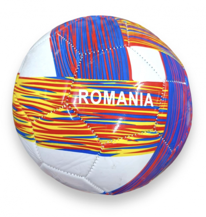 Minge de Fotbal, Marimea 5, Material PVC, Alb Tricolor Romania