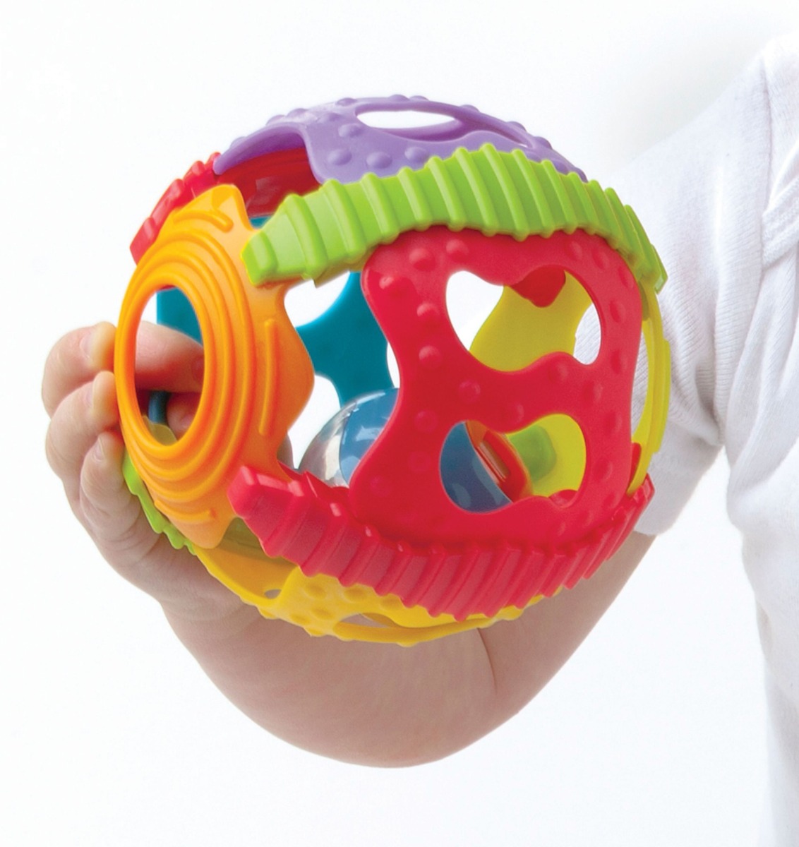 Minge senzoriala bebelusi Playgro Shake Rattle and Roll, zornaitoare multicolora - poza 4