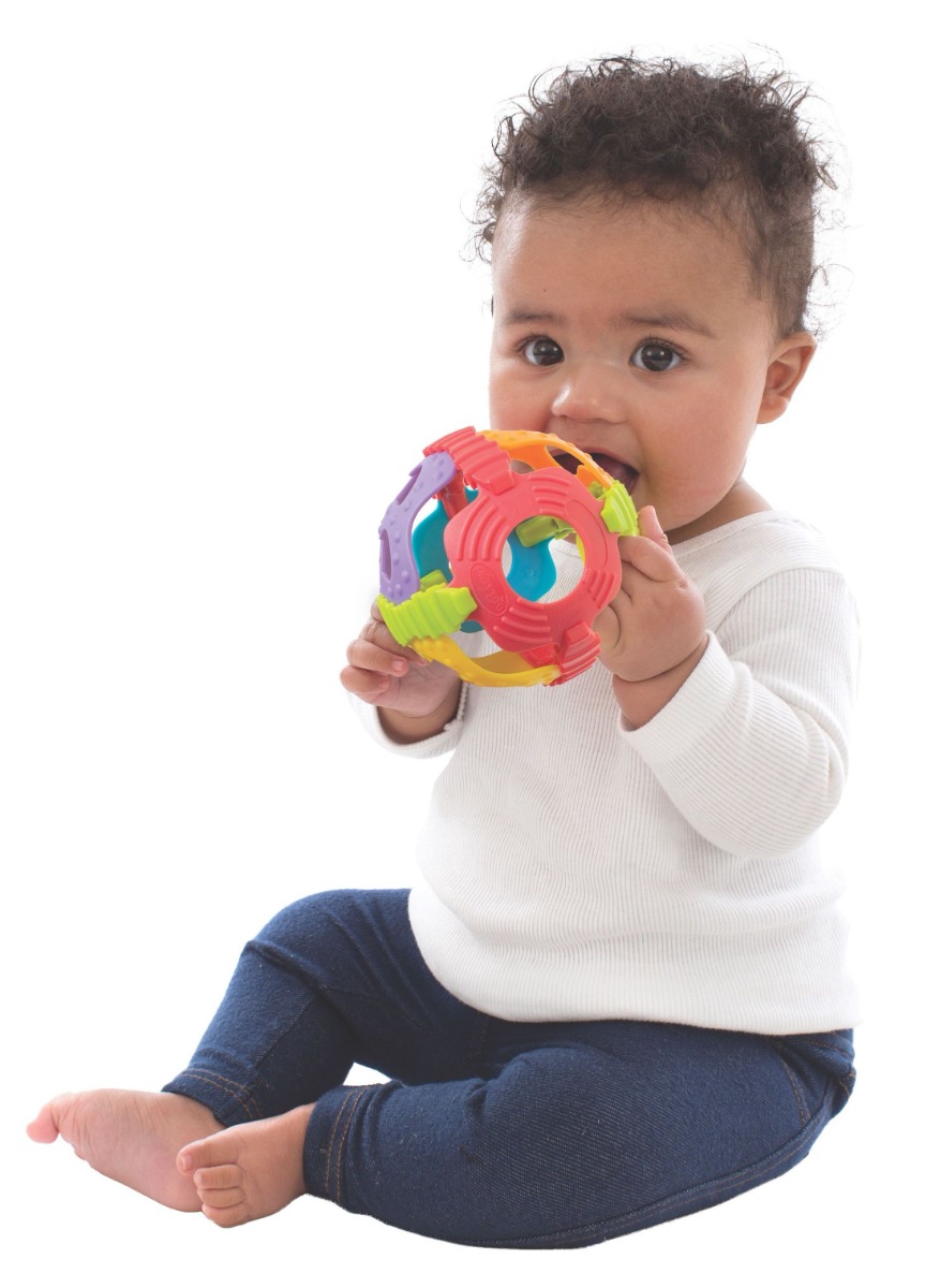 Minge senzoriala bebelusi Playgro Shake Rattle and Roll, zornaitoare multicolora - poza 5