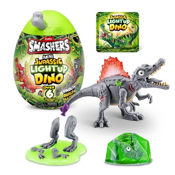 Mini Ou surpriza cu peste 6 accesorii, Smashers Dino Jurassic Light-Up - poza 4
