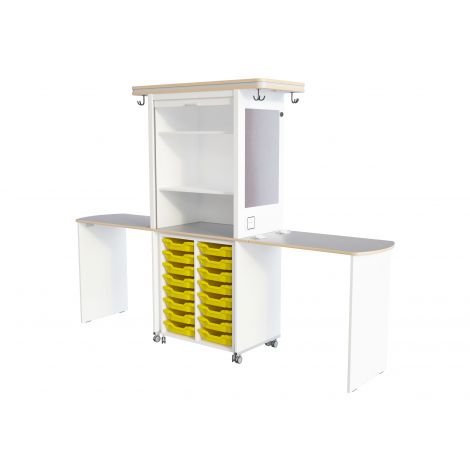 Mobilier cu zona depozitare, pentru laborator scolar XXL alb - poza 1