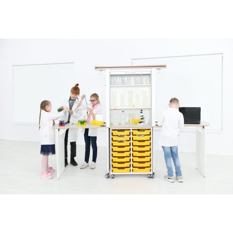Mobilier cu zona depozitare, pentru laborator scolar XXL alb - poza 2