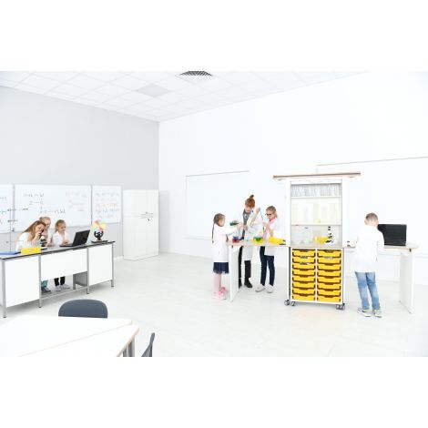 Mobilier cu zona depozitare, pentru laborator scolar XXL alb - poza 3