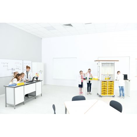Mobilier cu zona depozitare, pentru laborator scolar XXL alb - poza 4