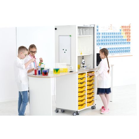 Mobilier cu zona depozitare, pentru laborator scolar XXL alb - poza 5