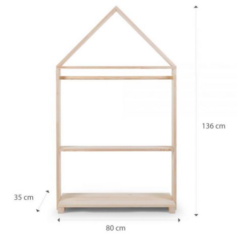 Mobilier decorativ casuta cu roti Childhome 80x135 cm, Lemn Natural - poza 2