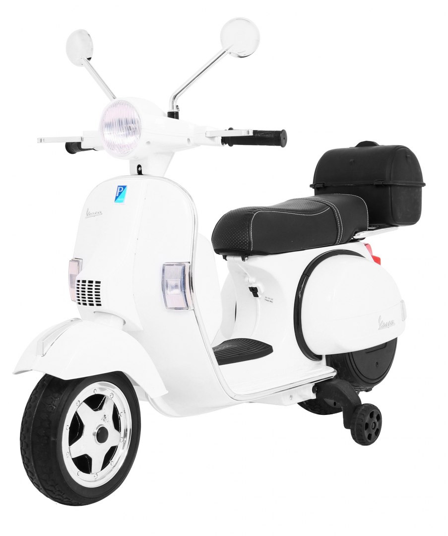 Motocicleta electrica pentru copii Scuter Vespa 12V 70W (PX150) Alb - Autokids.ro